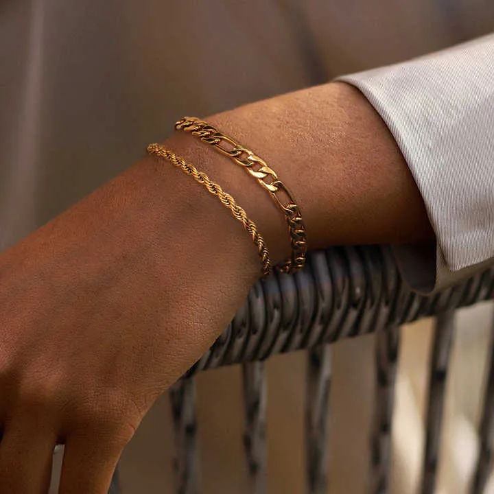 مطلي بالذهب عيار 18 قيراط مجوهرات رجالية بناتي  Women's PVD 18K Gold Plated Rope Jewelry Men Girls