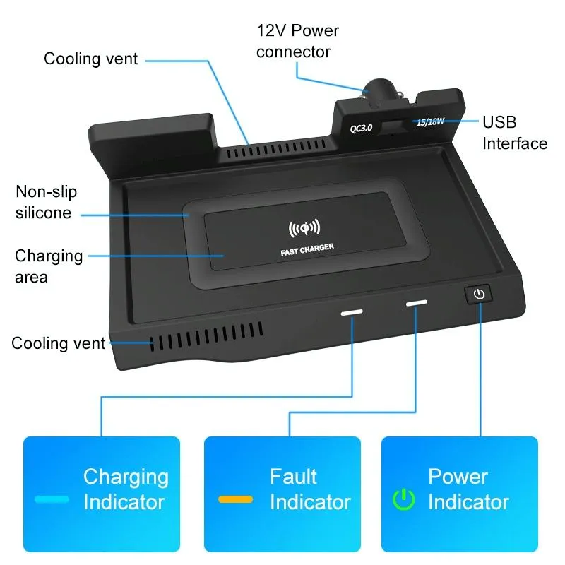 10w Wireless Charger for Nissan Teana 2019-2021 - Qi Standard Quick Charging