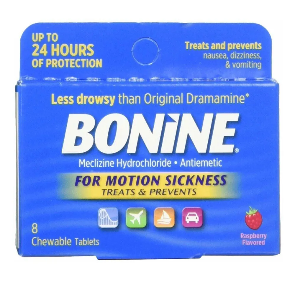 2 Pk Bonine Motion Sickness Relief Protection Chewable Tablets Raspberry Flavor