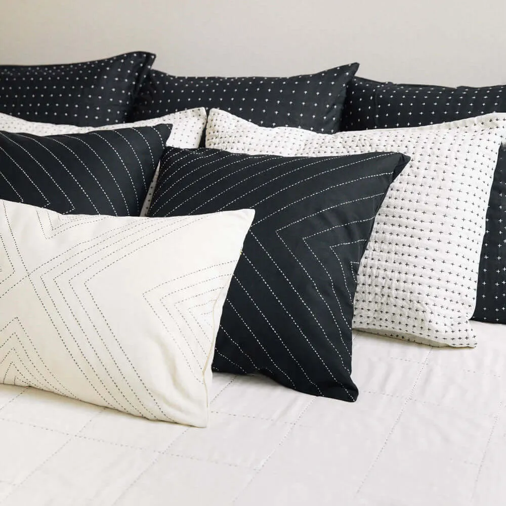 Arrow-Stitch Throw Pillow / Charcoal