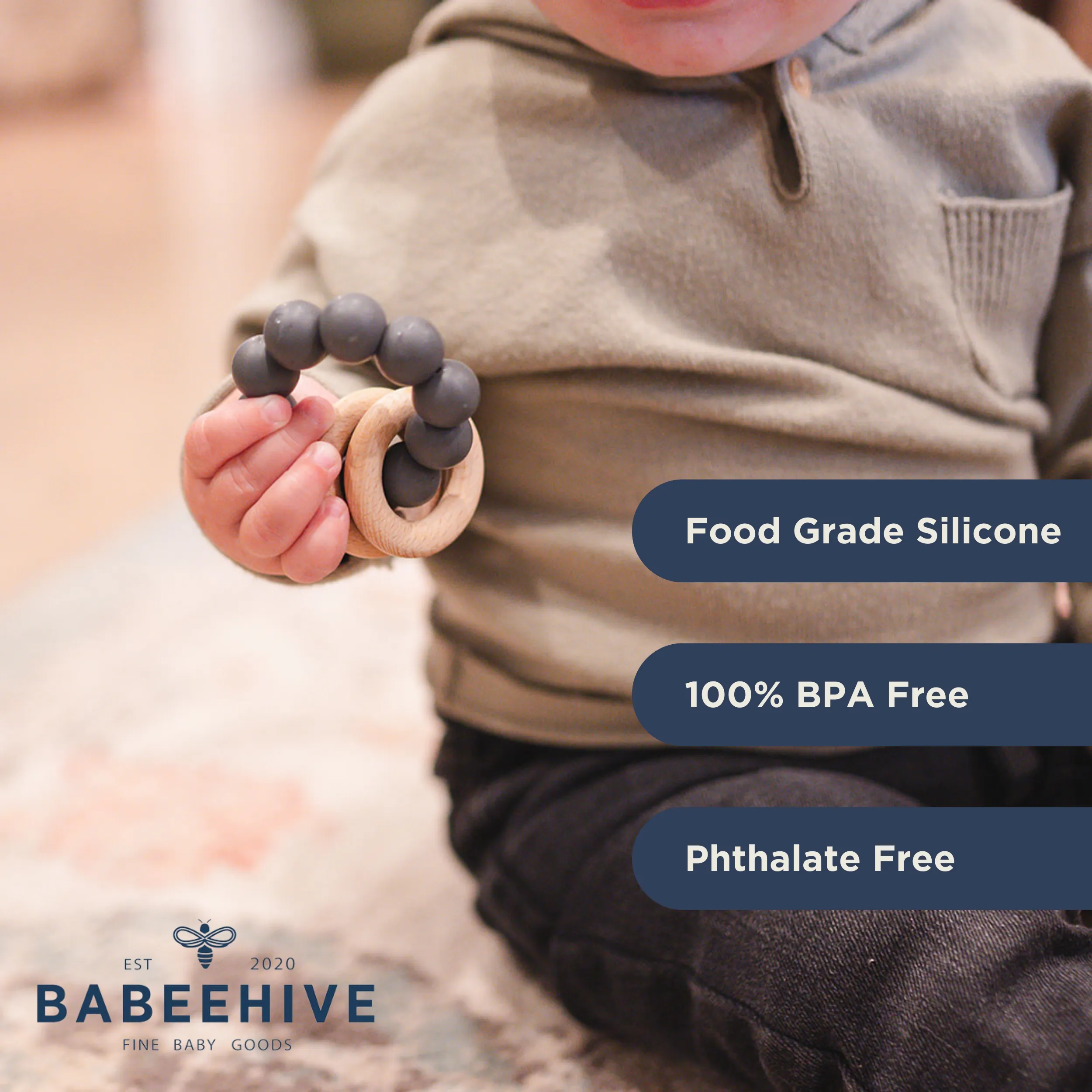 Babeehive Goods Duck Egg Blue Teething Ring