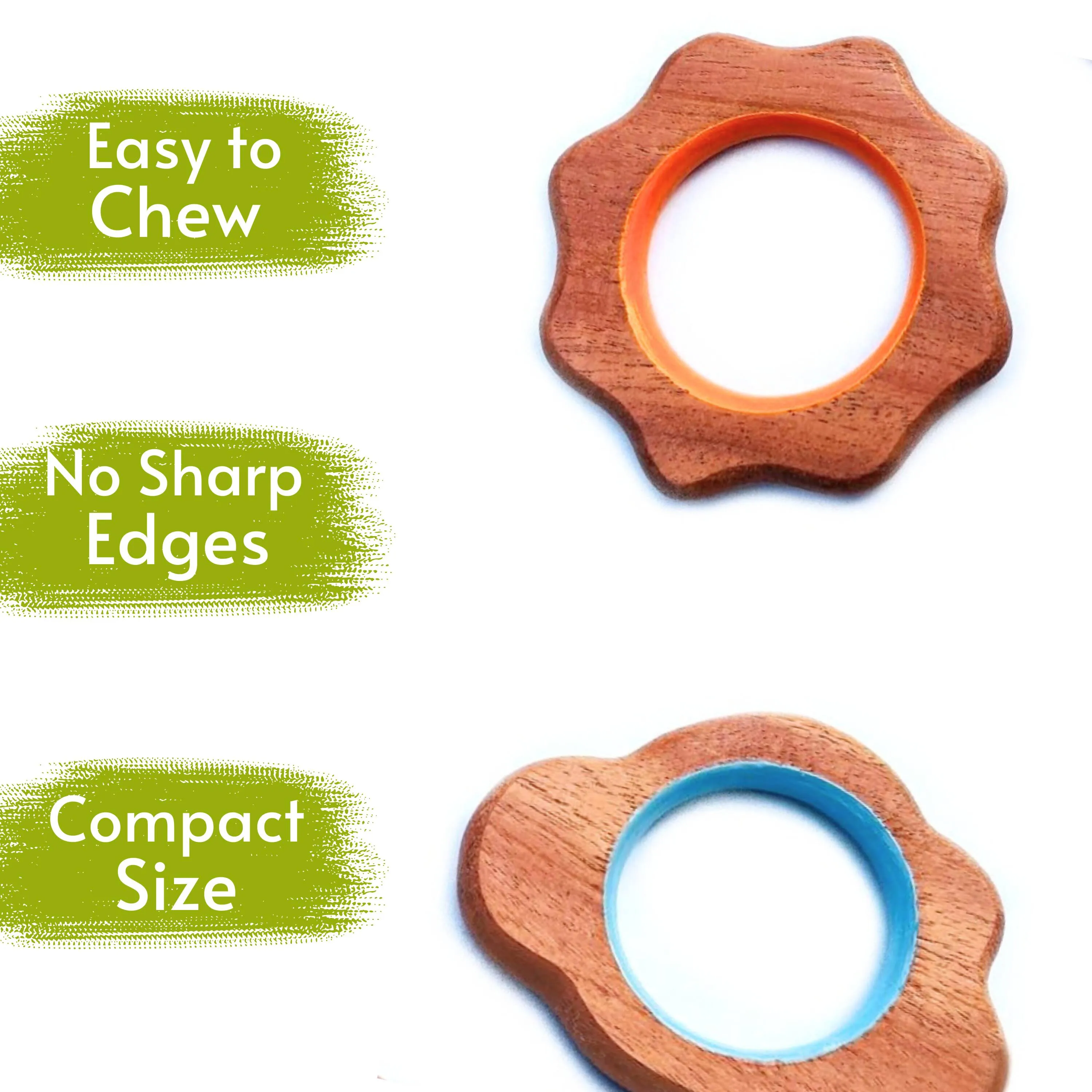 Babycov Cute Cloud and Sun Natural Neem Wood Teethers for Babies | Natural and Safe | Goodness of Organic Neem Wood | Both Chewing and Grasping Toy | Set of 2 (Age 4  Months)