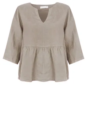 Elodie Peplum Linen Top