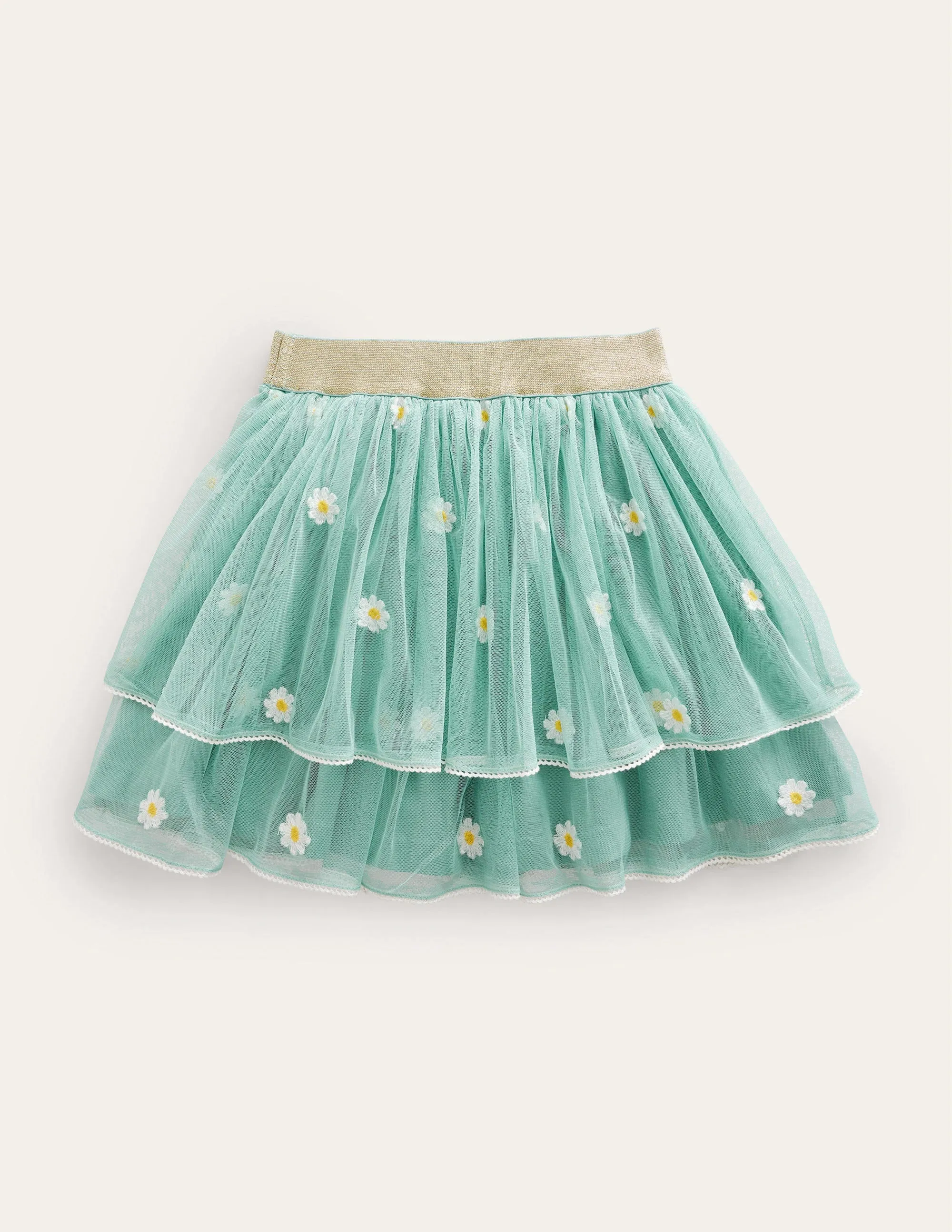 Embroidered Tulle Skirt-Hot Spring Daisy Embroidery