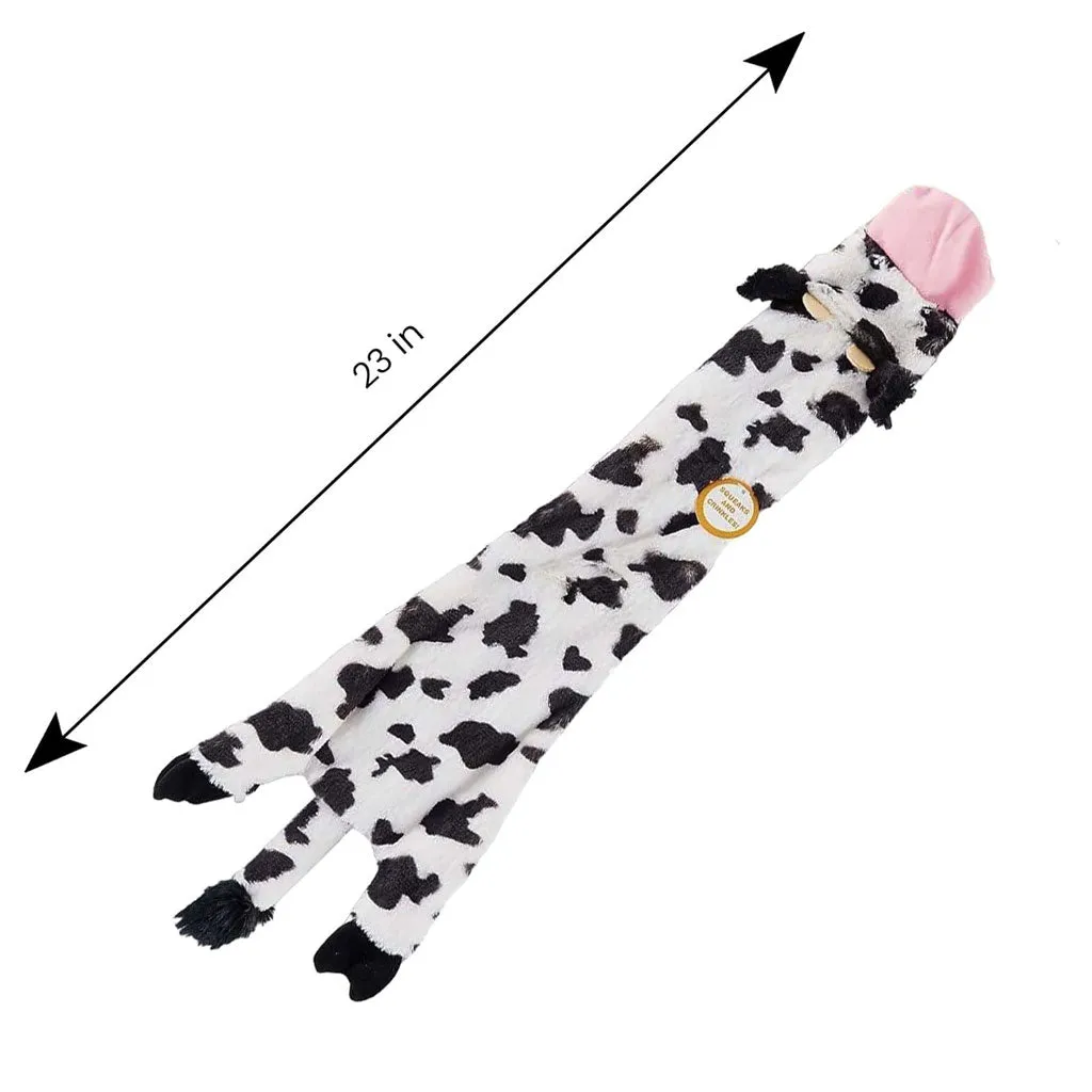 Ethical Pet Skinneeez Crinklers Cow Stuffing-Free Squeaky Plush Dog Toy