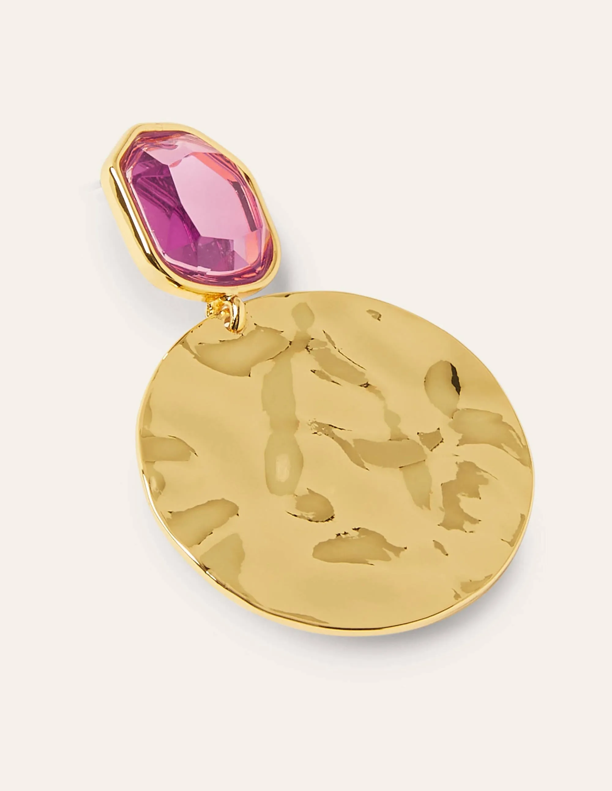 Jewel Hammered Disk Earrings-Formica Pink/Gold Metallic