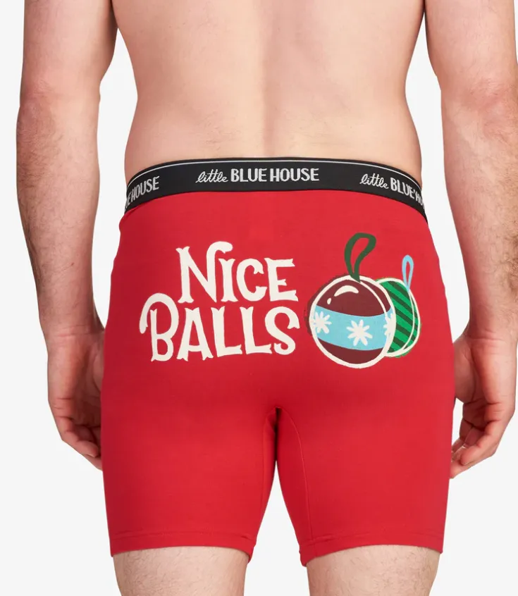 Little Blue House Men's Nice Balls Holiday Ornament Boxers