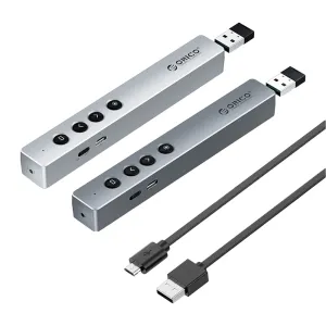 ORICO 2.4GHz Wireless 180mAh Rechargeable Presentation Remote Clicker Pointer with 50m Control Range, 3R Class Laser, Magnetic USB Receiver for Windows, macOS, Linux, Android, Conference Presentation | Gray, Silver