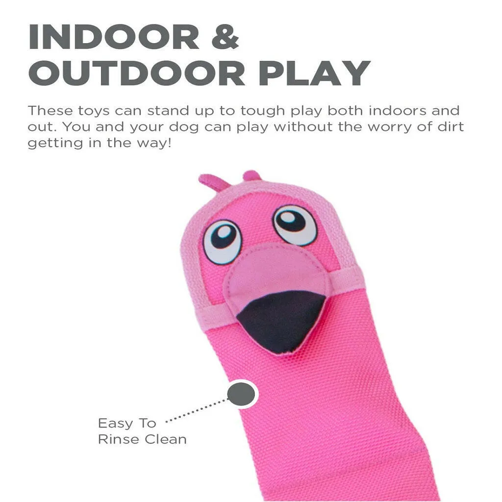 Outward Hound Fire Biterz Flamingo Plush Firehose Material Interactive Dog Toy, Large