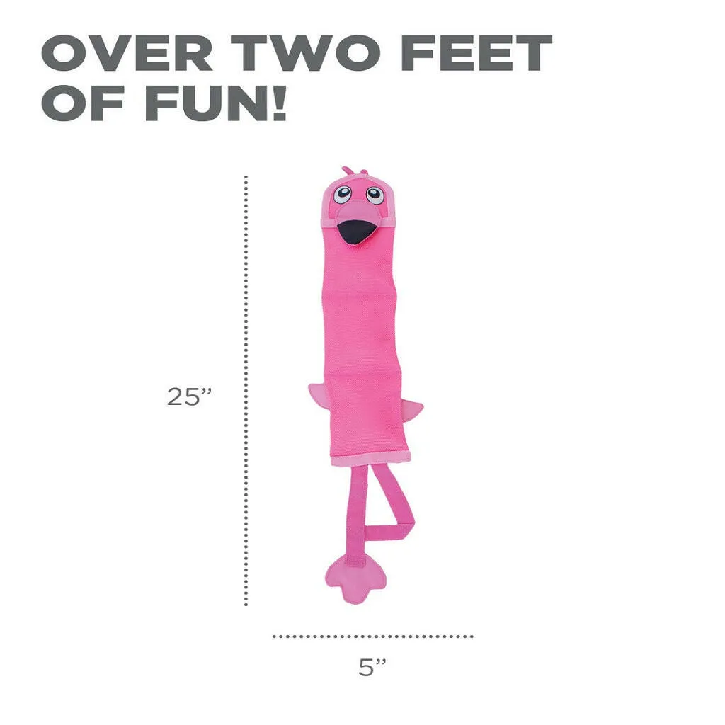 Outward Hound Fire Biterz Flamingo Plush Firehose Material Interactive Dog Toy, Large