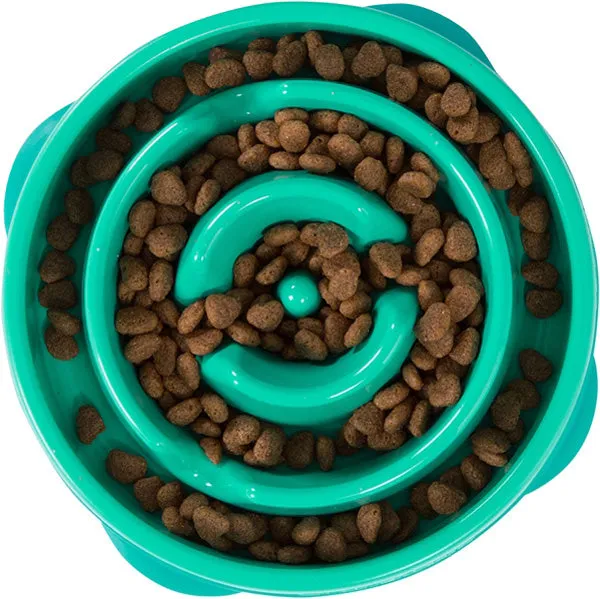 OUTWARD HOUND -  Fun Feeder Teal Dog Bowl Small - 8.5" Diameter