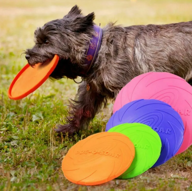 Rubber Frisbee Toy Soft Chew Bite Flying Discs Training Interactive 18cm