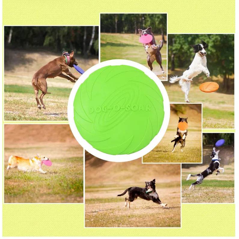 Rubber Frisbee Toy Soft Chew Bite Flying Discs Training Interactive 22cm